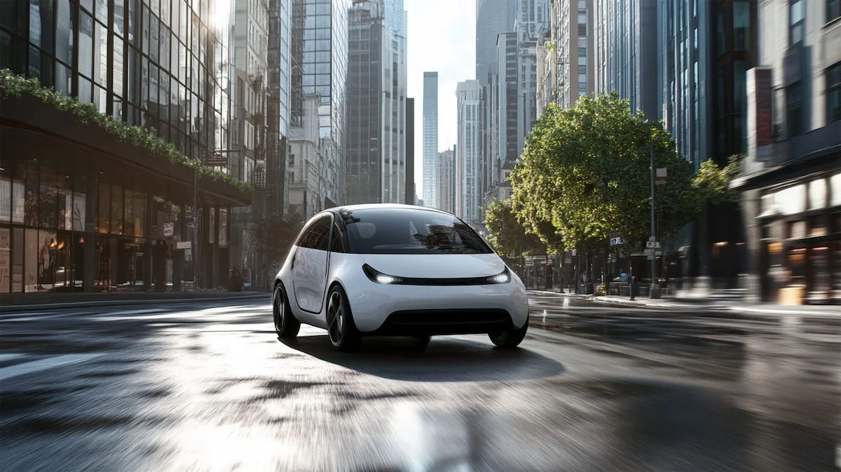 Электромобиль на улице города