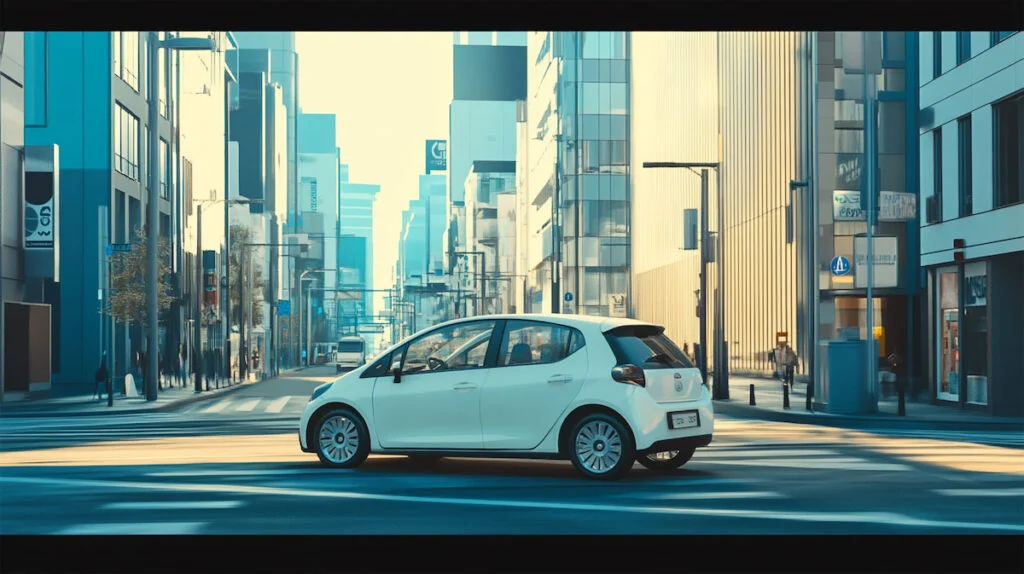 Белый автомобиль на улице города