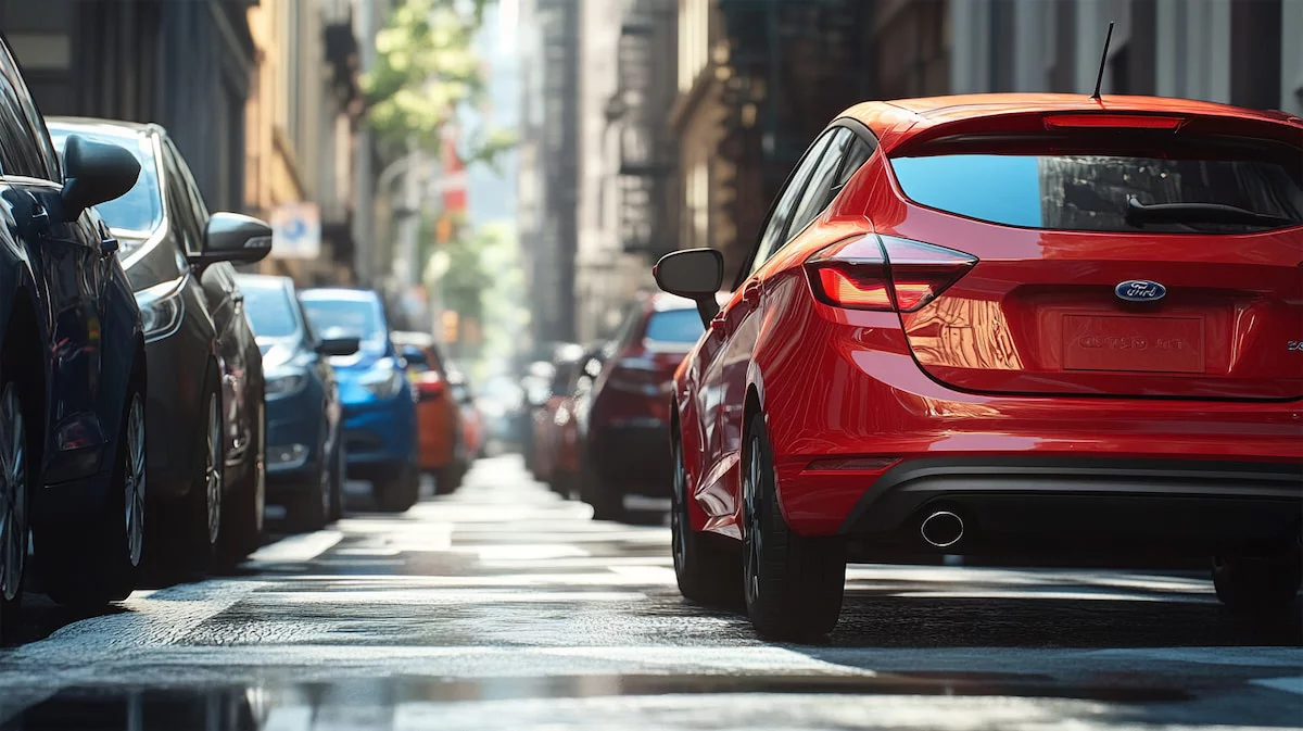 Автомобили припаркованы на улице города.