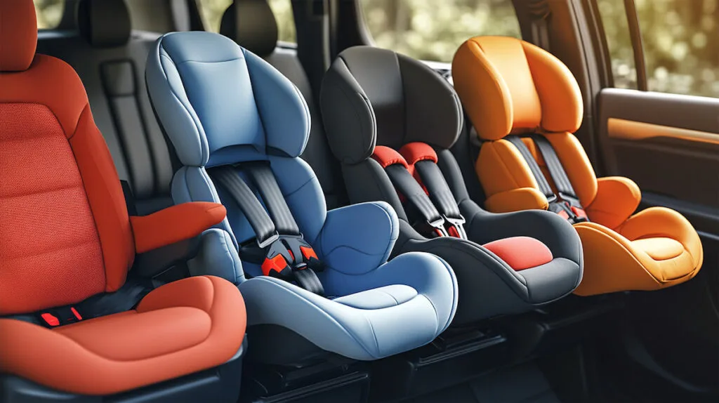 Автомобильные детские кресла в салоне авто.